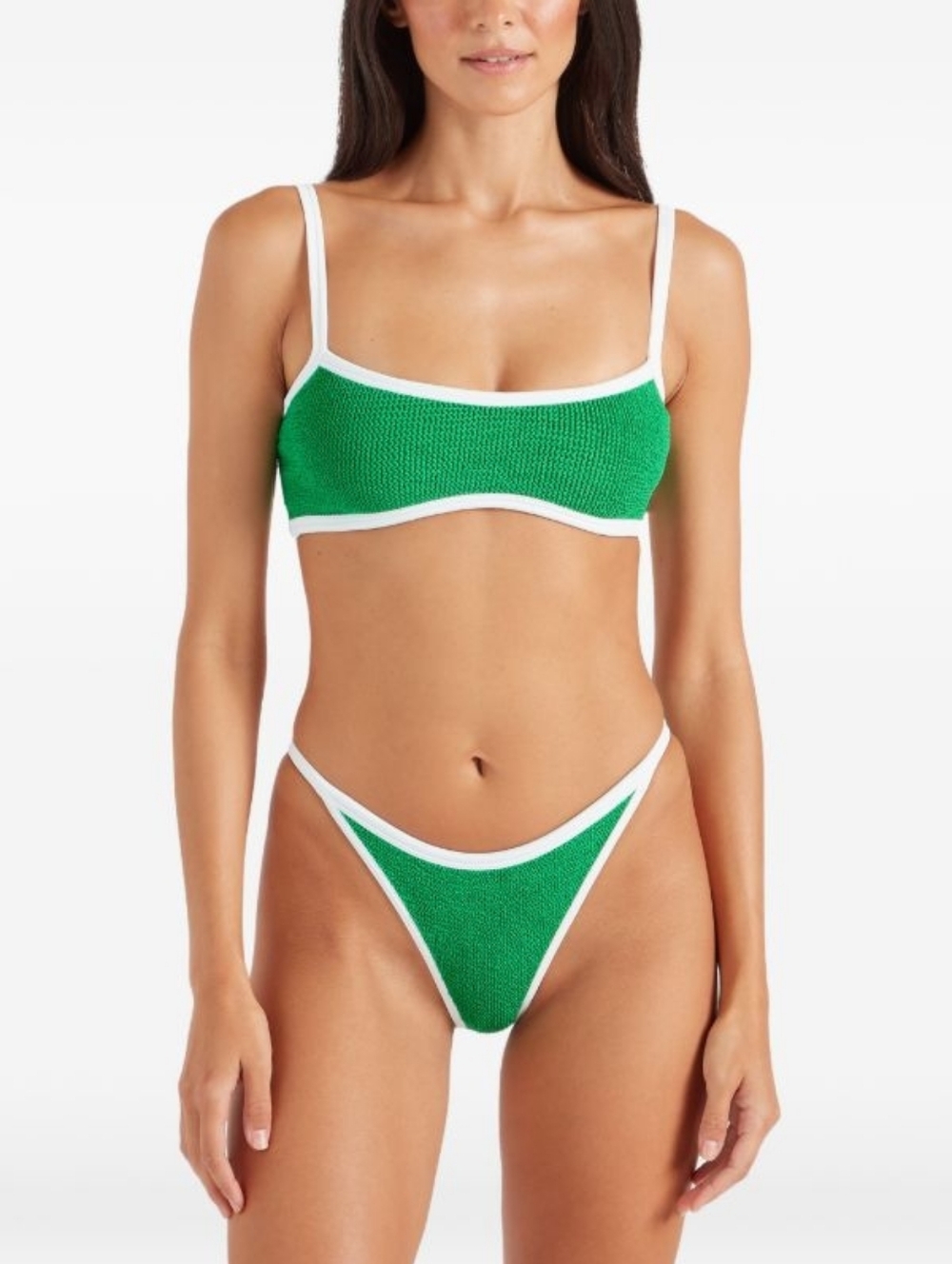 Hunza G Emerald Green Bikini Bottom with White Trimmer One Size